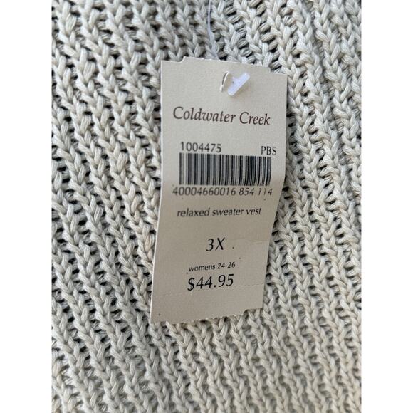 Coldwater Creek NWT Women's 3X Open-Front Sleeveless Cardigan Sweater Vest Beige - Picture 4 of 13